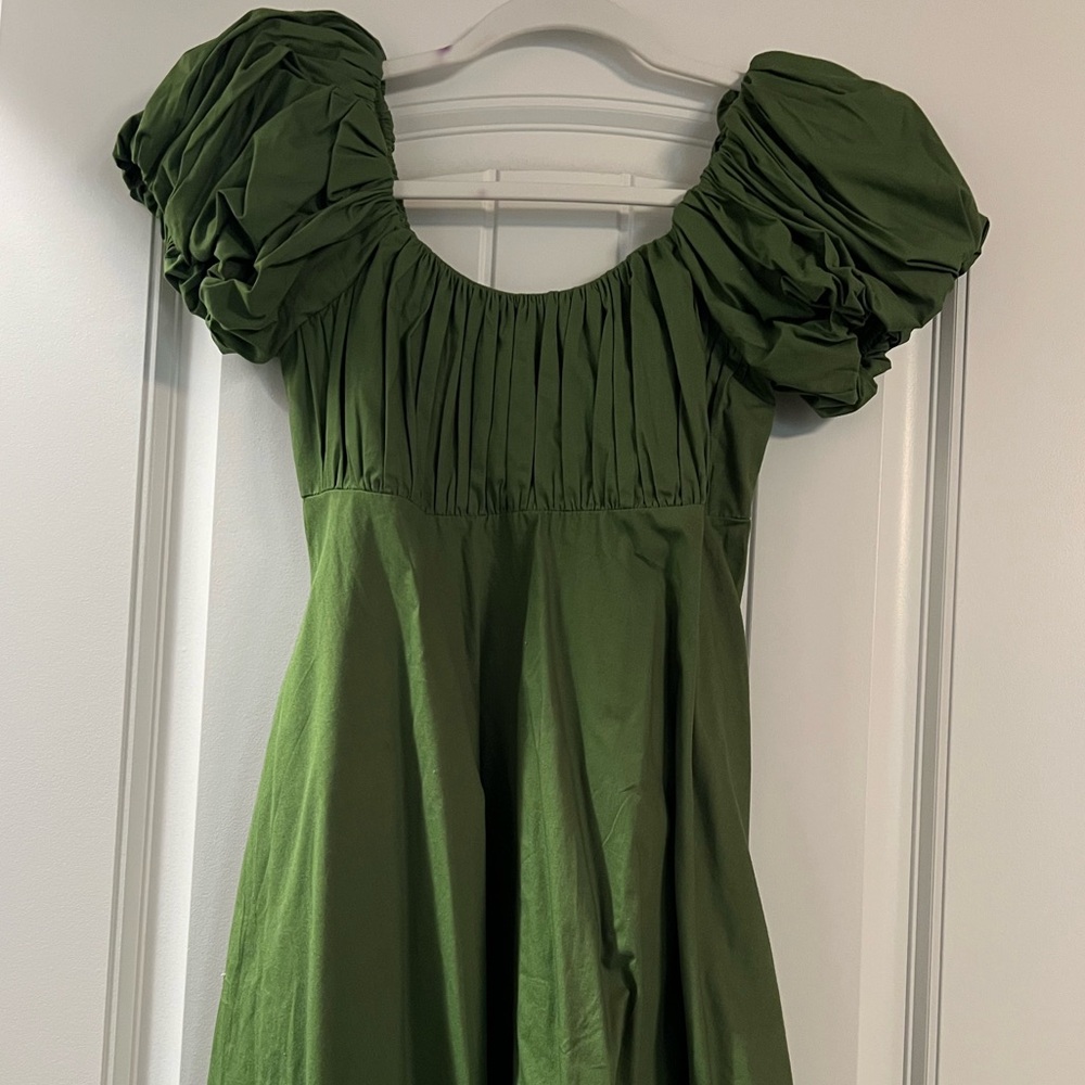 Green Puff Sleeve Mini Dress